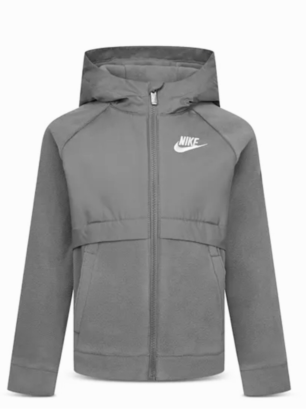 Nike Boys Aegean Storm Mixed Media Grey Full Zip Hooded Jacket